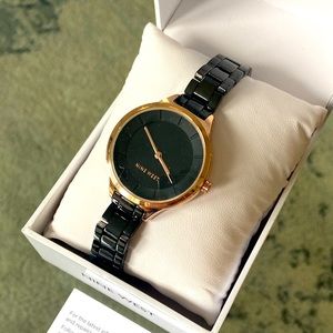 Nine West NEW IN BOX women’s black/gold watch